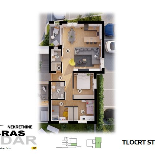 Trosobni stan: Zadar-Mocire, 90,58 m2, novogradnja – Odlična lokacija